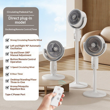New automatic oscillating air circulator fan, usb rechargeable floor fan, home & outdoor remote control electric fan - cross-border