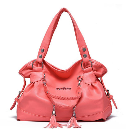 2026 spring new arrivals: soft leather tassel bag for middle-aged and elderly, large capacity, european and american style, shoulder bag, handbag, crossbody bag - dropshipping available