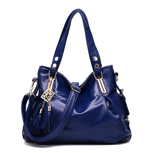 2026 new large capacity middle-aged tote bag, fashionable soft leather tassel shoulder bag, casual crossbody bag - dropshipping available