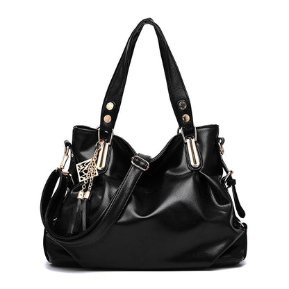 2026 new large capacity middle-aged tote bag, fashionable soft leather tassel shoulder bag, casual crossbody bag - dropshipping available