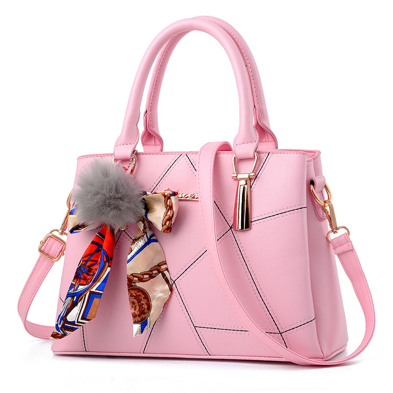 Bag 2026 spring new arrival trendy fashion silk scarf hair ball pendant women's bag crossbody shoulder satchel bag one piece dropshipping