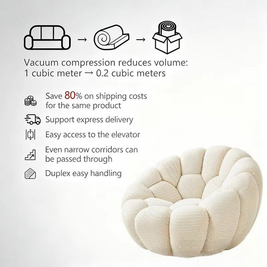 Single fabric sofa bed - modern cream lazy sofa for small apartments, living room, and convertible seating
