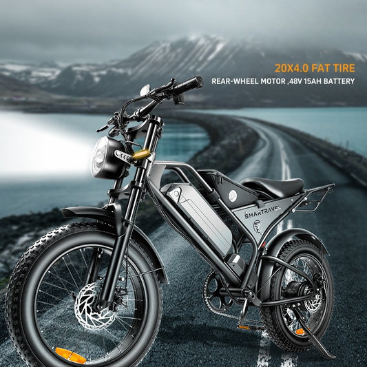 Electric bicycle long battery life 20 inch fat tire off-road mountain imitation motorcycle retro beach snow foreign trade motorcycle