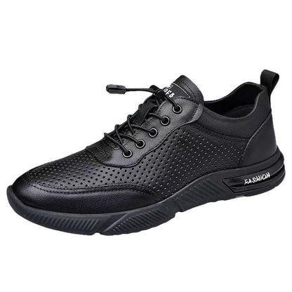 Breathable men's shoes spring and summer new arrival leather perforated daily casual leather shoes soft bottom soft surface one-leg shoes men cross-border
