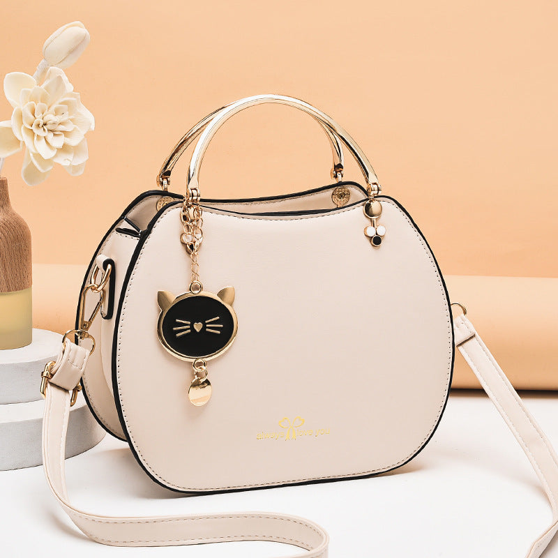 Korean style fashionable girly shell bag chic cat crossbody bag women's shoulder bag solid color small bag handbag