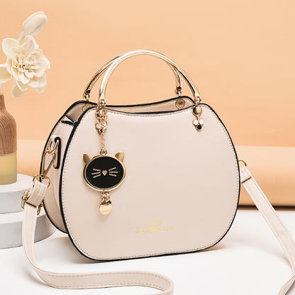 Korean style fashionable girly shell bag chic cat crossbody bag women's shoulder bag solid color small bag handbag