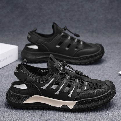 Men's casual sandals 2025 new summer mesh breathable hollow-out clogs trendy slides cross-border wholesale
