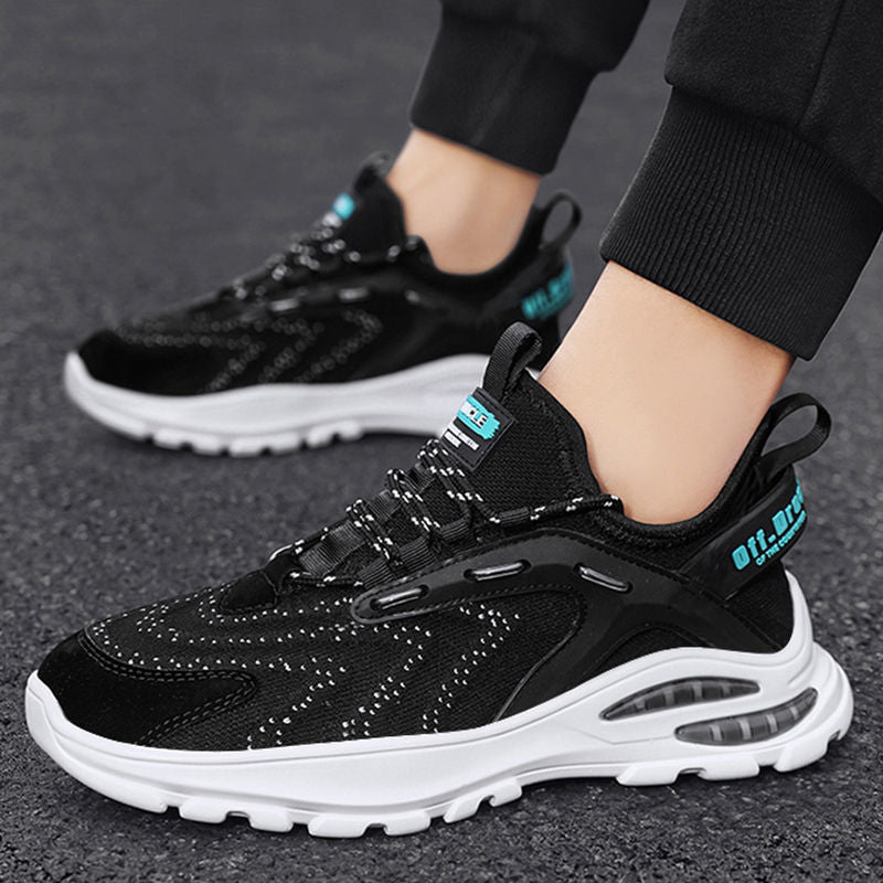Men's mesh sneakers 2025 new korean style breathable casual shoes flyknit air cushion trendy running shoes cross-border wholesale