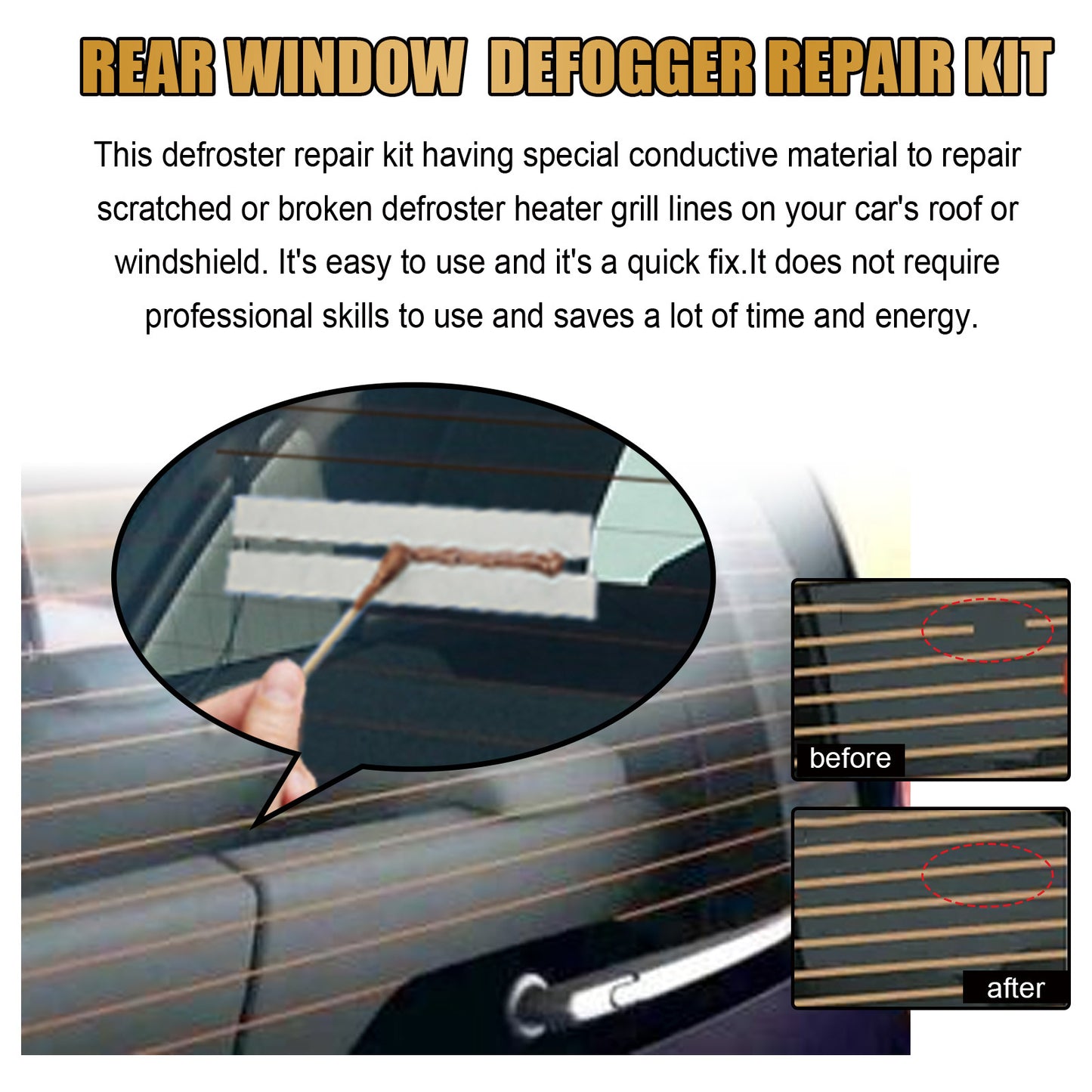Rayhong Rear Window Defogging Repair Kit, Rear Window Heater Defogger Repair Kit, Grille Wire Repair Kit