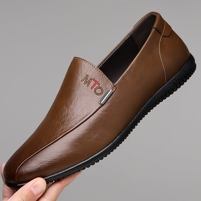 Mencasual leather shoes soft leather soft bottom work shoes slip-on beanie shoes trendy british men's shoes wholesale