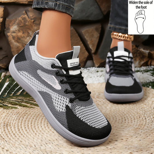 Women's spring cross-border shoes: lightweight flyknit casual shoes - comfortable, non-squeezing, wide-fit, and wide-toe design for easy walking