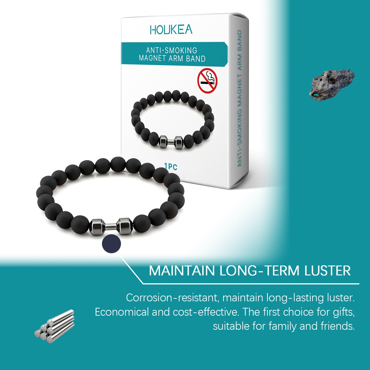 HOUKEA Volcano Stone Bracelet, Men's Bracelet Fashion Item Design Natural Ingredients Daily Wear Bracelet