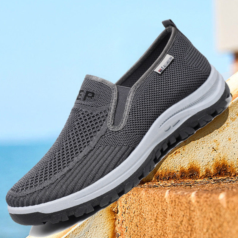 Slip-on loafers, flyknit mesh breathable driving shoes, minimalist men's shoes, soft sole casual shoes for men - cross-border wholesale