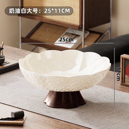 Luxury fruit platter with drain basket - high-end design for living room coffee table, featuring a beautiful bow accent for dried fruit and candy display