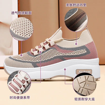 Women's chunky sole classic casual shoes platform sneakers comfortable breathable spring athletic shoes fashionable versatile sock shoes wholesale