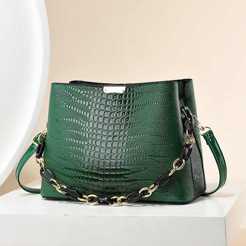 Women's bag 2026 new style trendy korean style embossed high-quality texture chain shoulder crossbody bucket bag