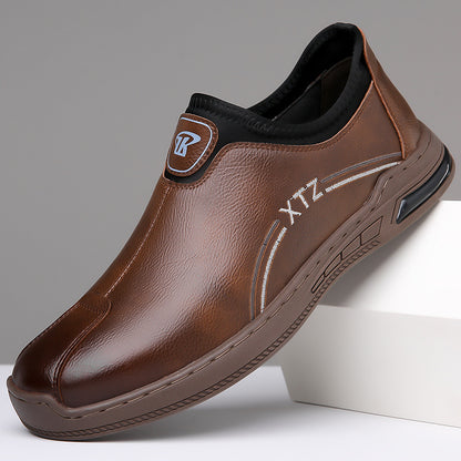 Men's leather business casual slip-on loafers - spring 2025 collection: anti-slip, soft sole, british style