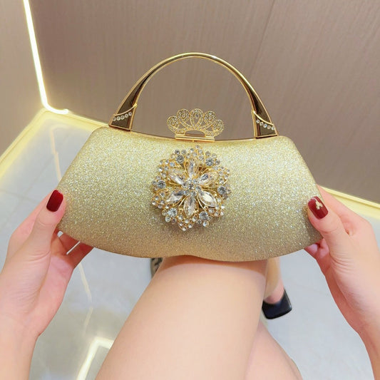 New diamond-encrusted hand bag wedding dress small bag women's birthday bar party banquet bag oblique span dinner bag