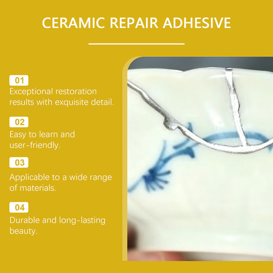 JAKEHOE ceramic repair set, gold repair glue deep bonding broken porcelain glass cracks artistic texture
