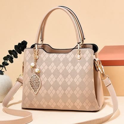 Women's handbag tote 2026 diamond quilted embossed solid color minimalist large capacity commuter fashion shoulder crossbody bag - dropshipping available