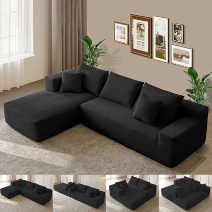 [cross-border] l-shaped compression sofa high rebound installation-free living room bedroom multi-functional modular sofa corduroy