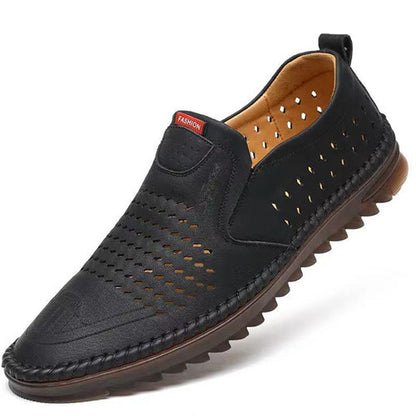 Men's leather shoes 2025 new fashion textured stitching loafers non-slip business soft sole driving shoes wholesale