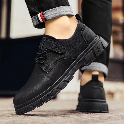 Soft-soled men's leather shoes 2025 new business casual men's shoes british retro workwear shoes velcro martin shoes