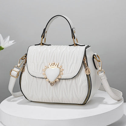 Trendy women's bags 2024 new large capacity embossed round bag fashionable textured crossbody handbag - dropshipping available