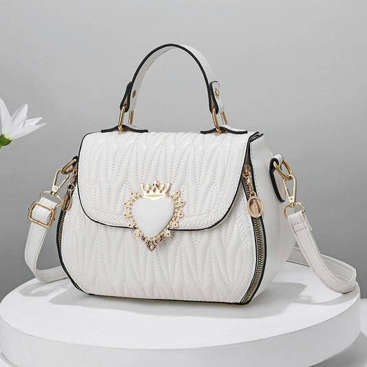 Trendy women's bags 2024 new large capacity embossed round bag fashionable textured crossbody handbag - dropshipping available