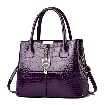 Glossy leather handbag - 2026 spring new arrival: trendy and stylish mom bag, large capacity, embossed design, shoulder & crossbody bag