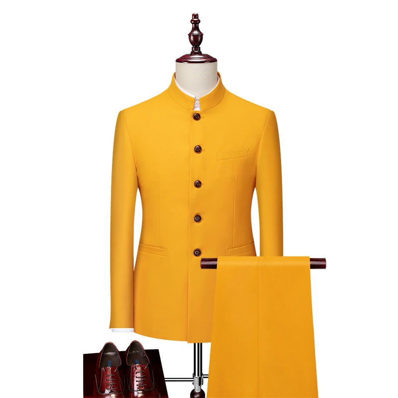 2026 autumn men's casual business dress youth fashion stand-up collar suit stand-up collar Mao suit