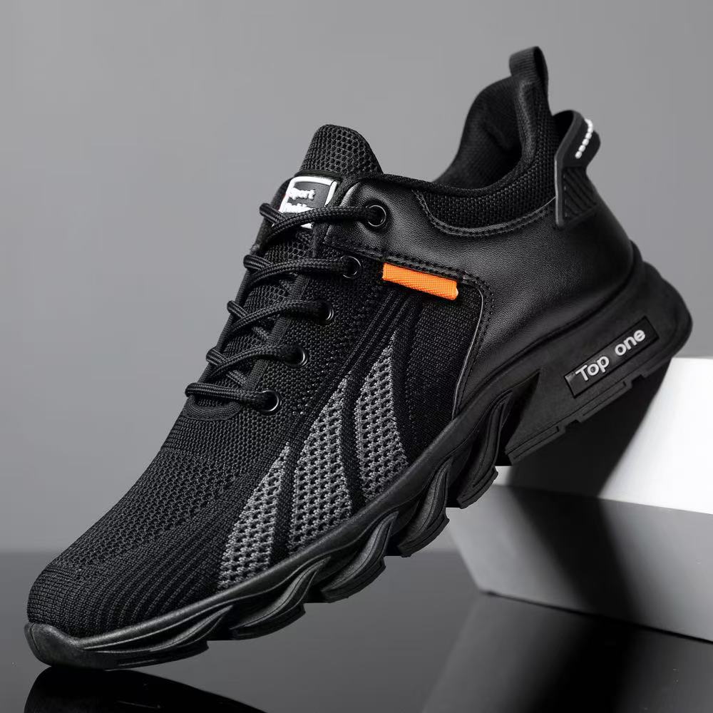 Cross-border men's shoes: new korean style fashionable men's shoes, breathable flyknit yeezy sneakers, soft sole athletic casual trendy shoes - wholesale