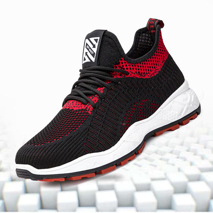 New men's shoes 2025 spring/summer korean style mesh breathable flyknit sneakers men's lace-up chunky sole dad shoes cross-border