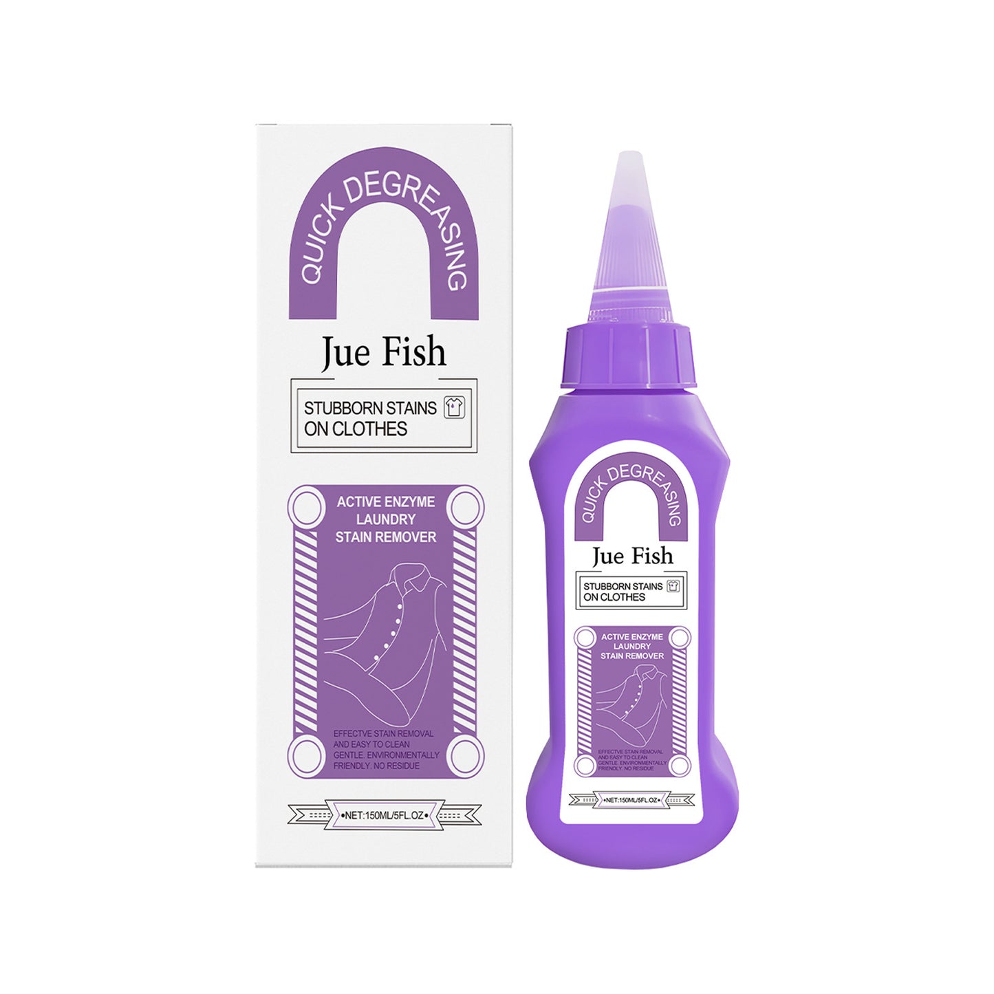 Jue-Fish Active Enzyme Laundry Stain Removal Liquid, Clothing Decontamination Cleaning Oil Stain Mold Point Stubborn Stain Oil Stain Liquid