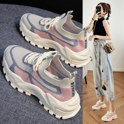Thick sole dad shoes for women 2026  new style fly woven breathable paris sneakers popular ins trendycasual women's shoes