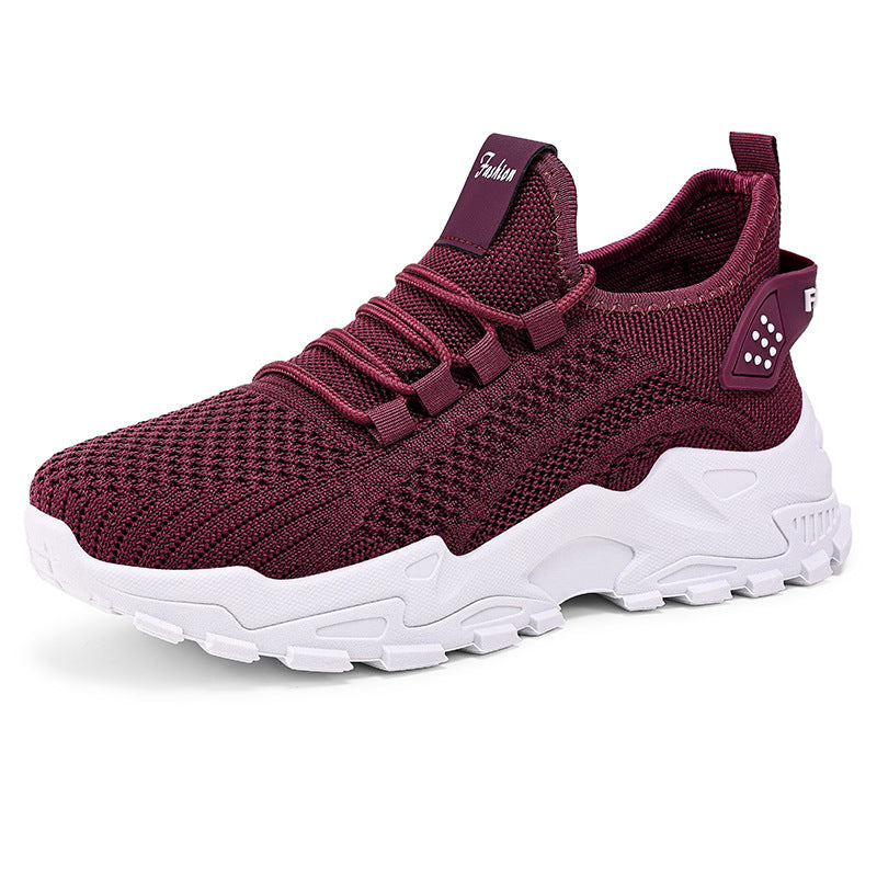 Women's new plus size athletic shoes - cross-border flyknit breathable sneakers, lightweight comfortable mesh shoes, low-cut design, women's size 43