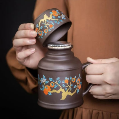 Zhuni purple sand small thermos office mug with lid for home creative stewing teapot cup large capacity tea cup