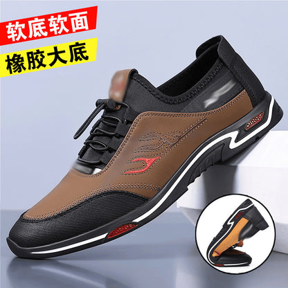 Soft-soled men's shoes, new for spring/summer 2025. casual leather slip-on sneakers, british style low-top, easy slip-on design. wholesale