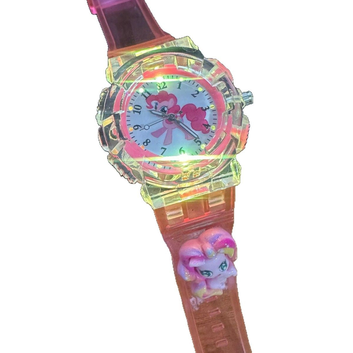 Kids' light-up anime cartoon pony figurine pointer quartz watch - unisex student sports digital watch