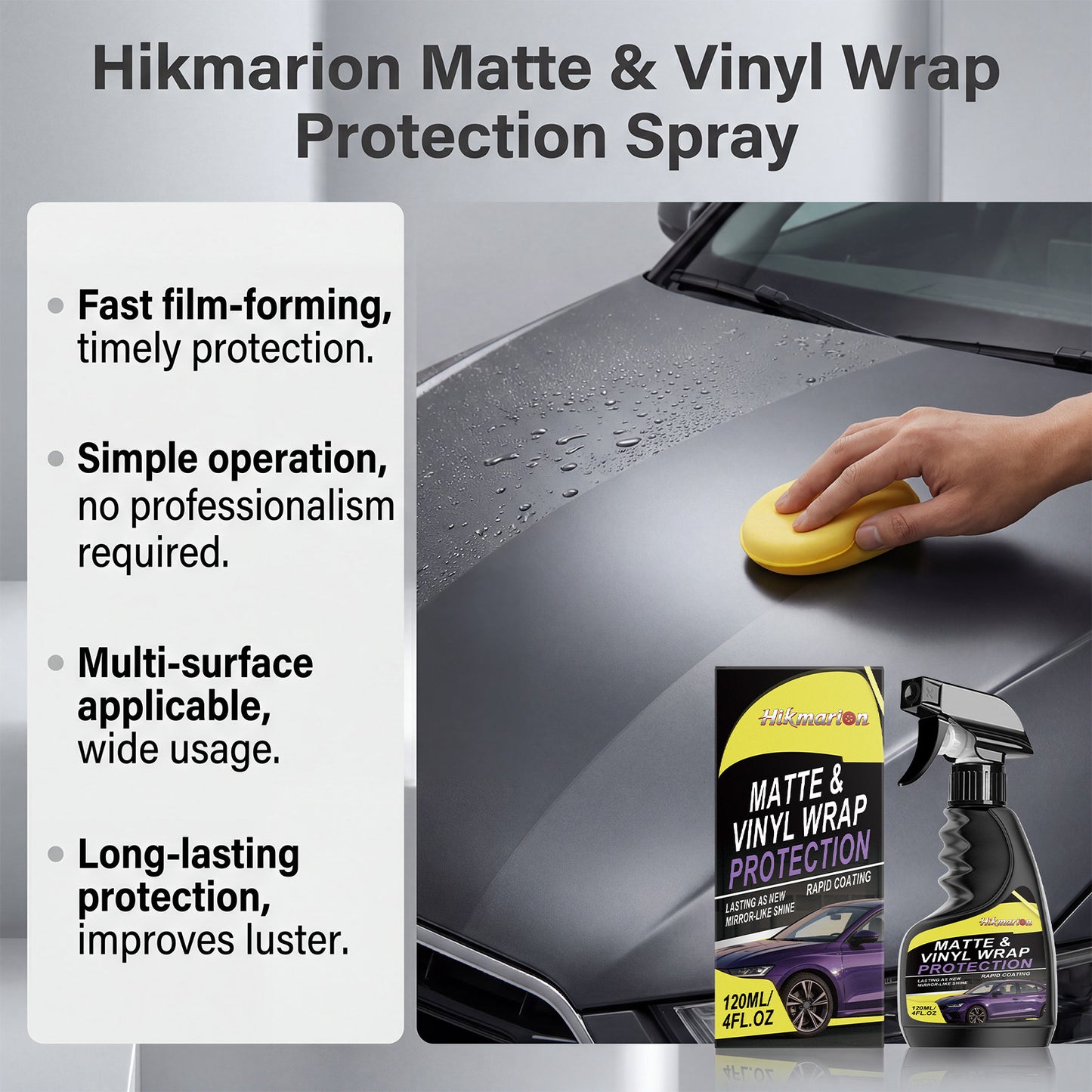 Hikmarion Automotive Coating Spray, Automotive Paint Cleaning Care Renovation Gloss Coating Brightening Care