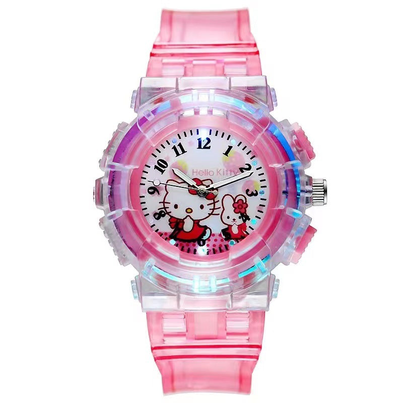 In-stock, kids' light-up watch featuring princess su and princess sha, with colorful flashing lights – the perfect gift for girls!