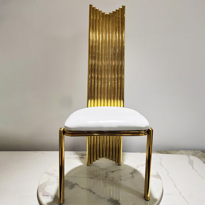 Modern minimalist light luxury stainless steel conference dining chair hotel wedding banquet creative straight back design leather fabric chair