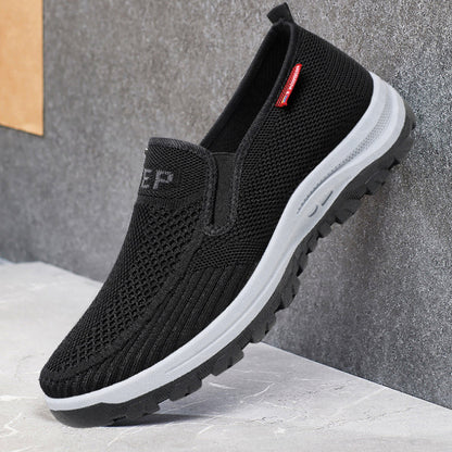 Slip-on loafers, flyknit mesh breathable driving shoes, minimalist men's shoes, soft sole casual shoes for men - cross-border wholesale