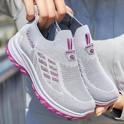Women's spring casual shoes, flyknit slip-ons, lightweight mesh shoes, breathable ladies' flats, women's low-cut shoes