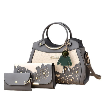 Hollow-out women's handbag 2026 new style ladies' three-piece set, foreign trade tote, shoulder bag, crossbody commuter bag - dropshipping available