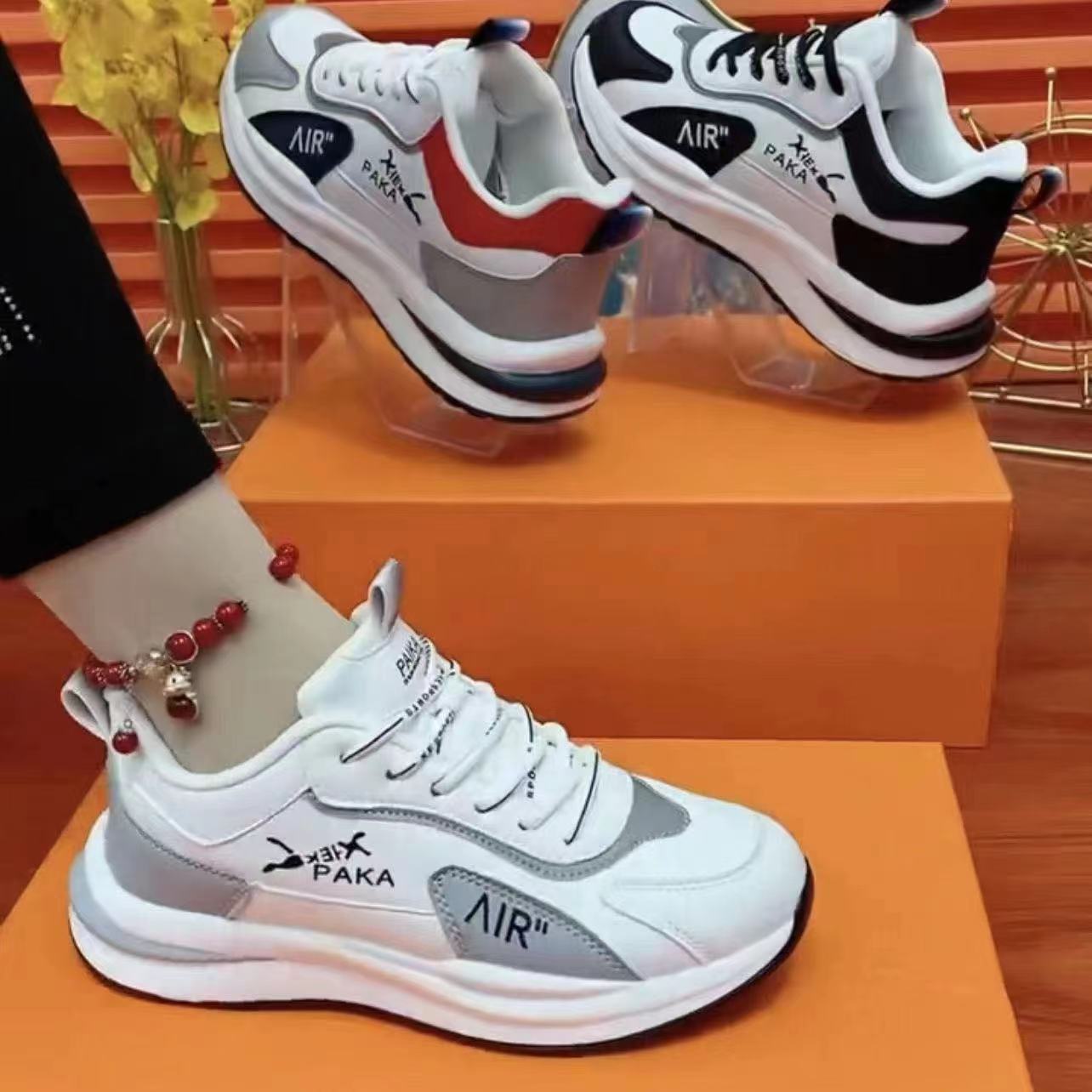 Mesh sneakers 2025 new korean style couple breathable soft bottom dad shoes fly woven running shoes for men and women