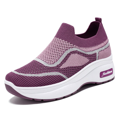 Women's fall collection: new chunky sole casual shoes - soft, comfortable, height-boosting, versatile flats with breathable flyknit upper
