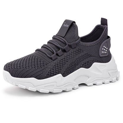Women's new plus size athletic shoes - cross-border flyknit breathable sneakers, lightweight comfortable mesh shoes, low-cut design, women's size 43