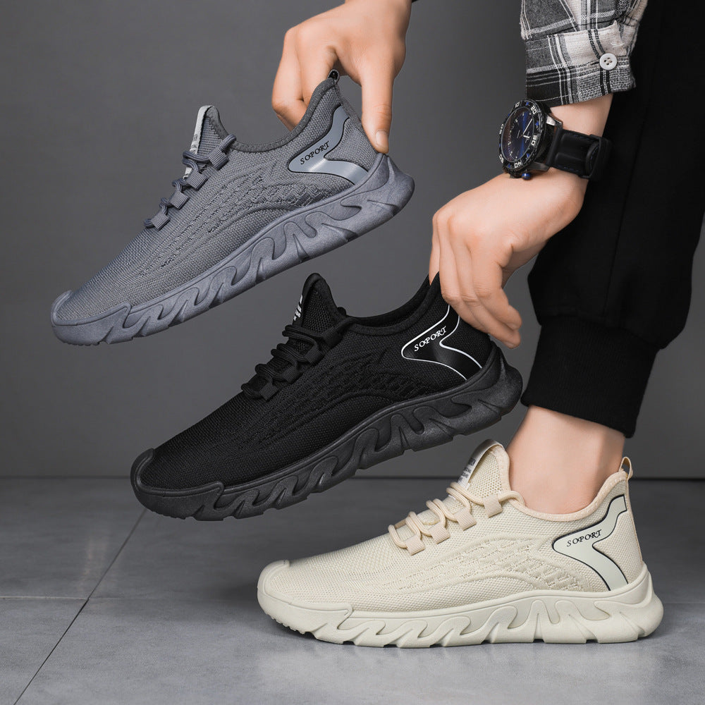 Breathable mesh men's shoes 2025 - cross-border export, soft sole, anti-slip casual low-top lace-up sneakers for men