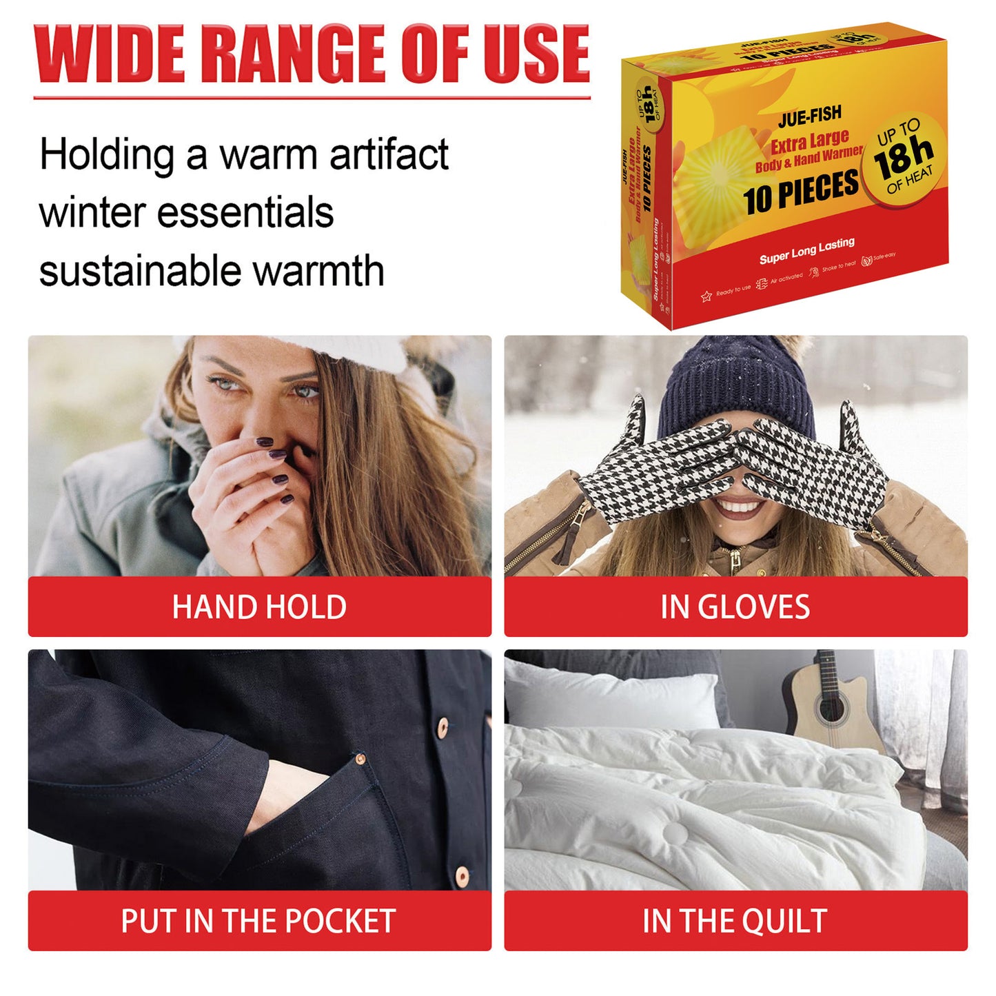 Jue-Fish warm treasure sticker, cold protection and warmth, autumn and winter warm time 18 hours heating pad to repel cold and warm body sticker